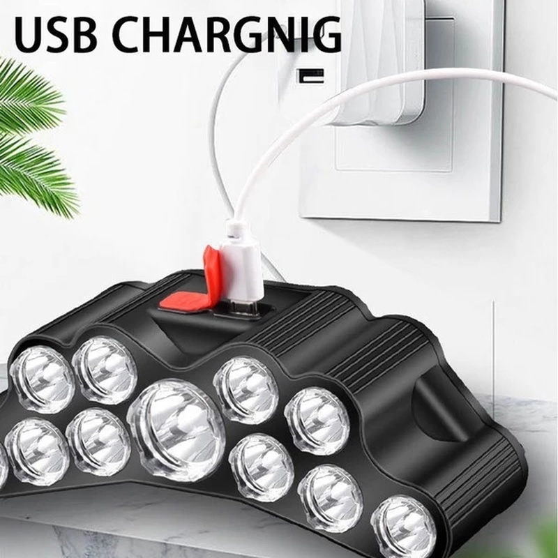 1 Đèn Pha 11 Bóng Led Chống Nước Có Thể Sạc Lại Bằng Cổng USB Cho Hoạt Động Ngoài Trời