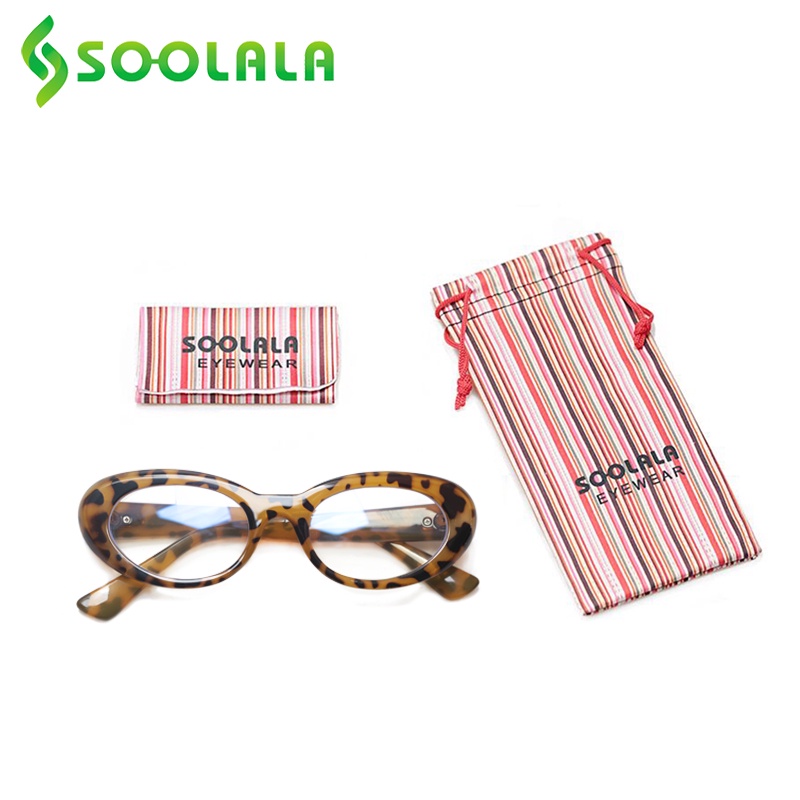 Kính đọc sách SOOLALA mini chống ánh sáng xanh hình bầu dục có thể thay thế cho nữ