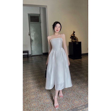 Mell10 dress - Váy dài 2 dây bồng xoè gắn ngọc Onmellem