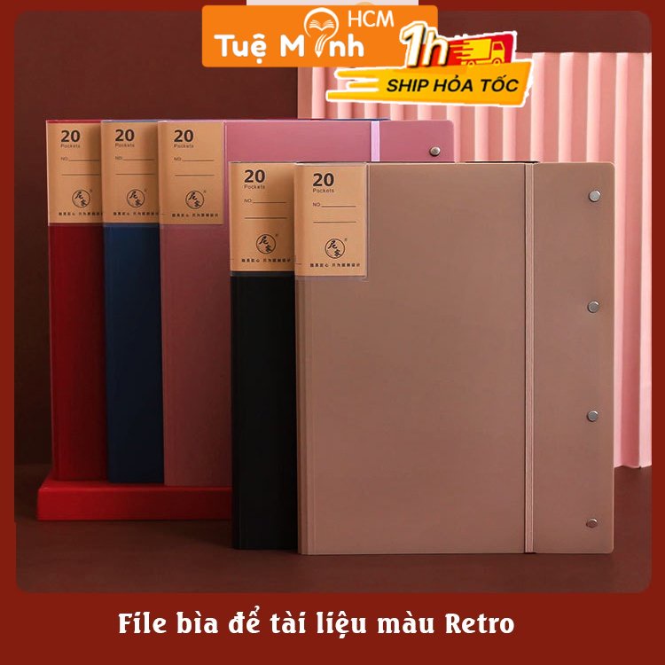 Bìa đựng hồ sơ màu Retro K56 khổ A3 file lá 20 ngăn bảo quản hồ sơ tài