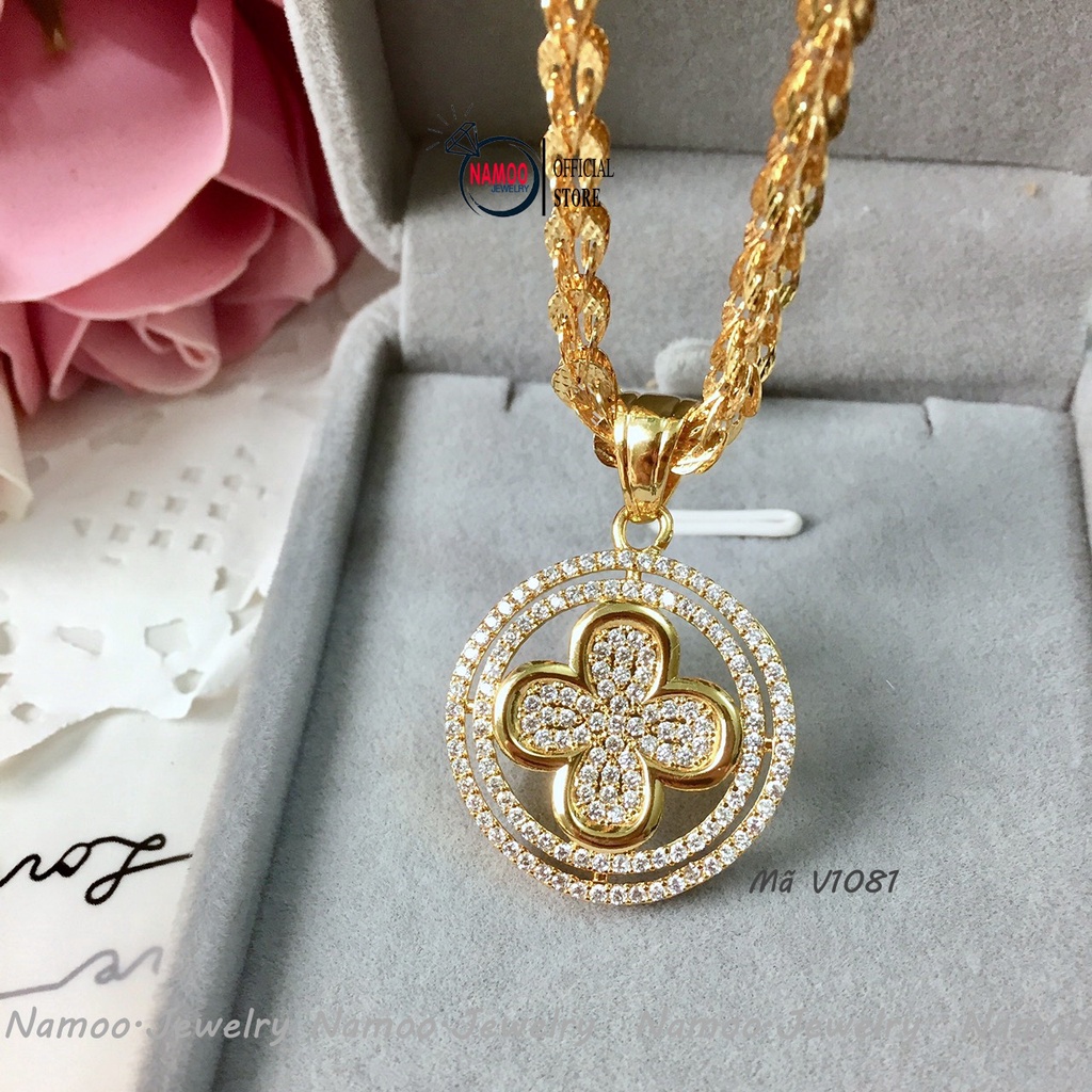 Dây Chuyền Nữ V1081 Cực Đẹp Với Kiểu Dáng Mặt Hoa Cực Đẹp, Khảm Đá Tinh Xảo Cho Nữ Namoo Jerwelry