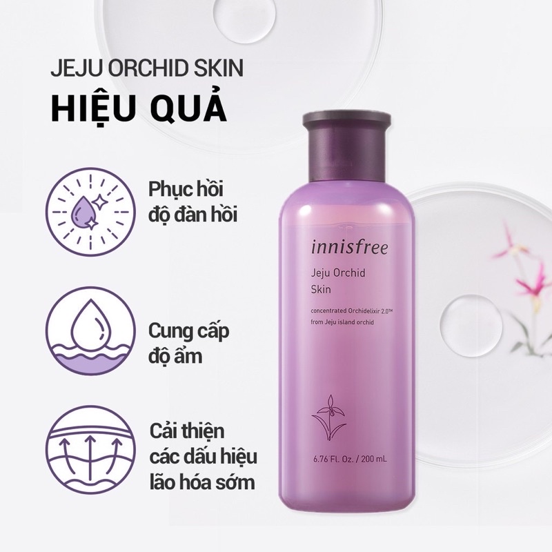 Nước hoa hồng dưỡng ẩm chống lão hoá chiết xuất hoa lan tím Innisfree Jeju Orchid Skin 200ml
