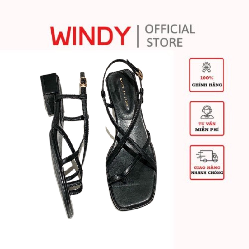 Giày sandal xỏ ngón chéo cổ chân WINDY SD-0304 gót thấp 1p