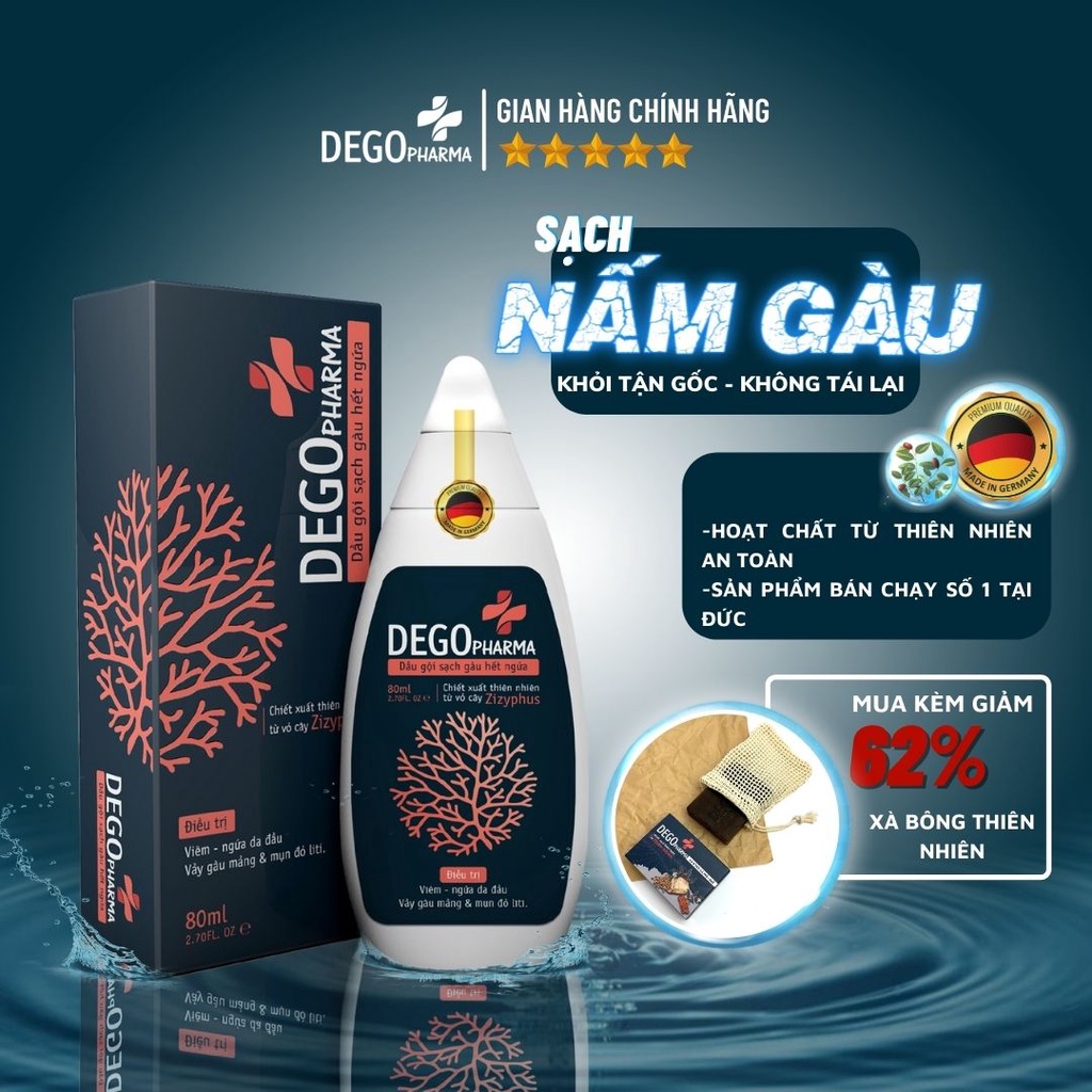 Dầu gội đầu sạch gàu, nấm da đầu, phục hồi nang tóc và chống rụng tóc, dầu gội thảo dược an toàn DEGO PHARMA .