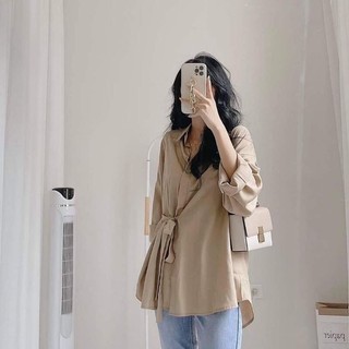 Áo sơ mi lụa dài tay buộc eo 3 màu ( kèm ảnh thật )