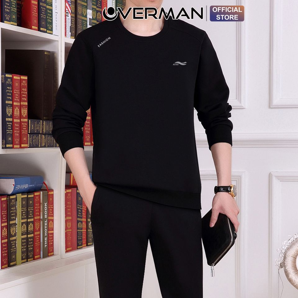 Bộ thể thao nam mặc nhà co dãn 4 chiều dài tay kiểu dáng trẻ trung BN01 - OVERMAN