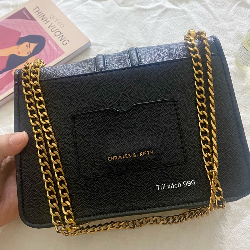 Túi xách đeo chéo CNK Quỳnh Búp Bê da HẠT GẠO size 21cm dây xích đồng đặc hàng xuất dư