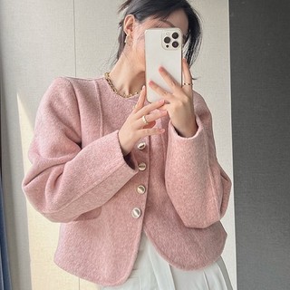 [Order - 790] Áo khoác dạ phối cúc vàng