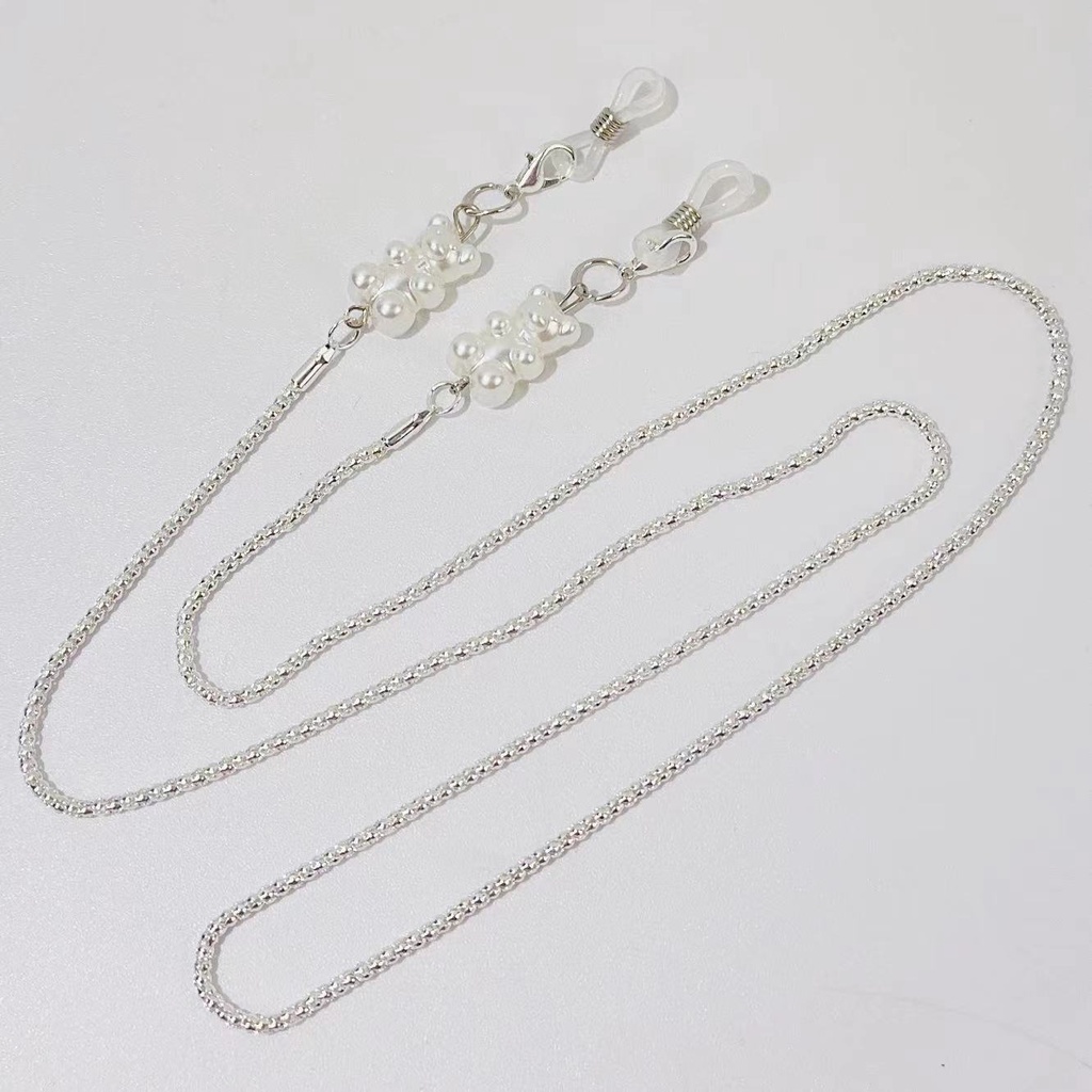 Dây Đeo Mắt Kính Bằng Hợp Kim Bạc Hình Gấu Trắng Hoạt Hình Phong Cách Hàn Quốc Đơn Giản