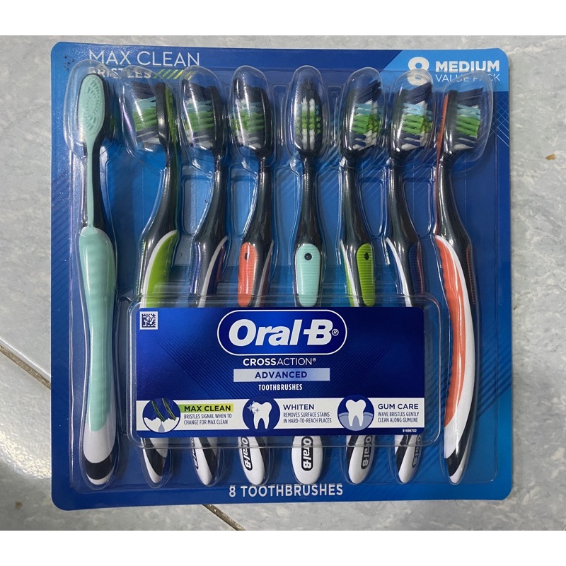 Set 08 Bàn Chải Đánh Răng Oral-B CrossAction Advanced Toothbrushes, Max clean