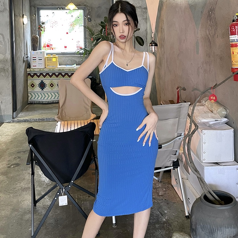 Đầm Midi Sát Nách Ôm Dáng Co Giãn Xẻ Tà Thời Trang Mùa Hè Cho Nữ
