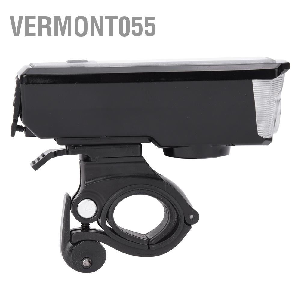 Vermont055 Đèn trước xe đạp sạc năng lượng mặt trời pin độ sáng cao có còi cho leo núi đi ban đêm