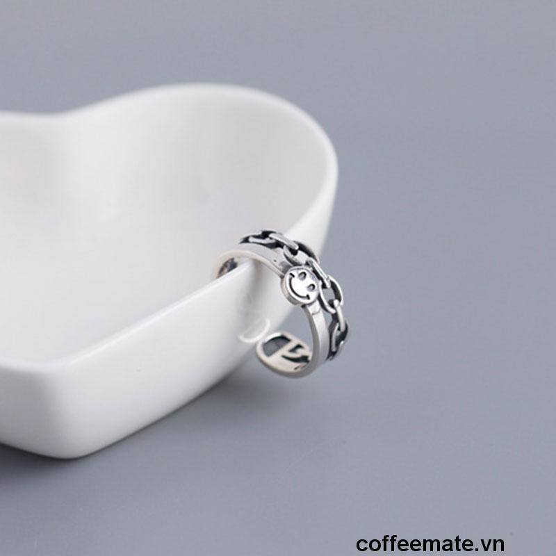 【coffeemate】⚡Nhẫn hở hình mặt cười thời trang cho cặp đôi（quà tặng ngày thiếu nhi）