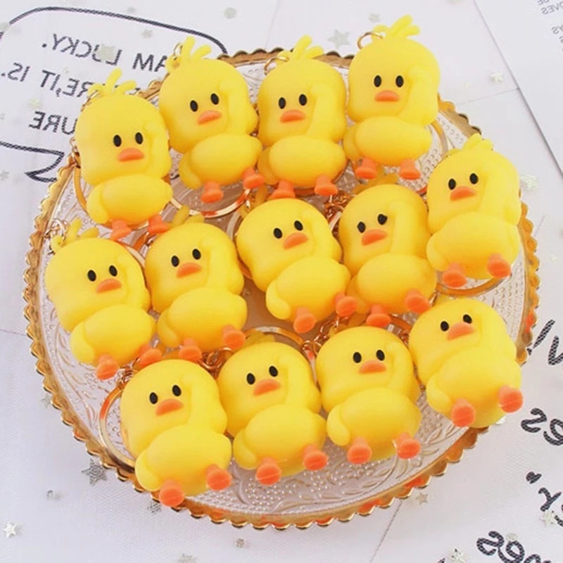 Móc Chìa Khóa Hình Vịt Vàng Bằng Nhựa Mềm Dễ Thương RYT
