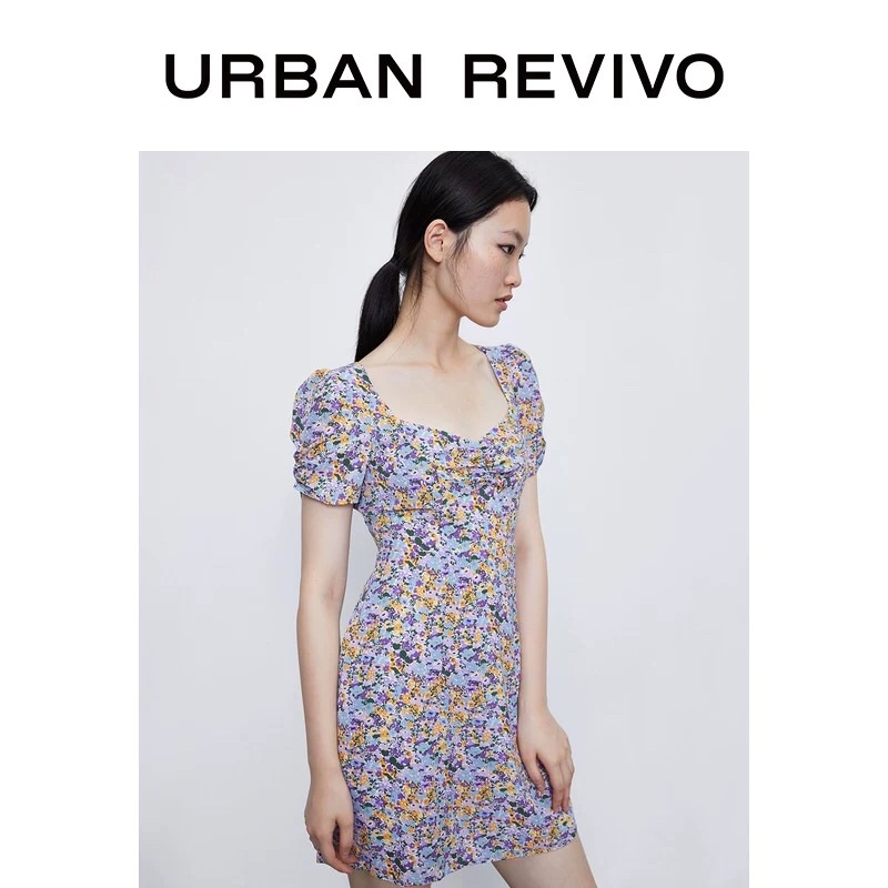 Đầm cổ vuông hoa nhí Urban Revivo