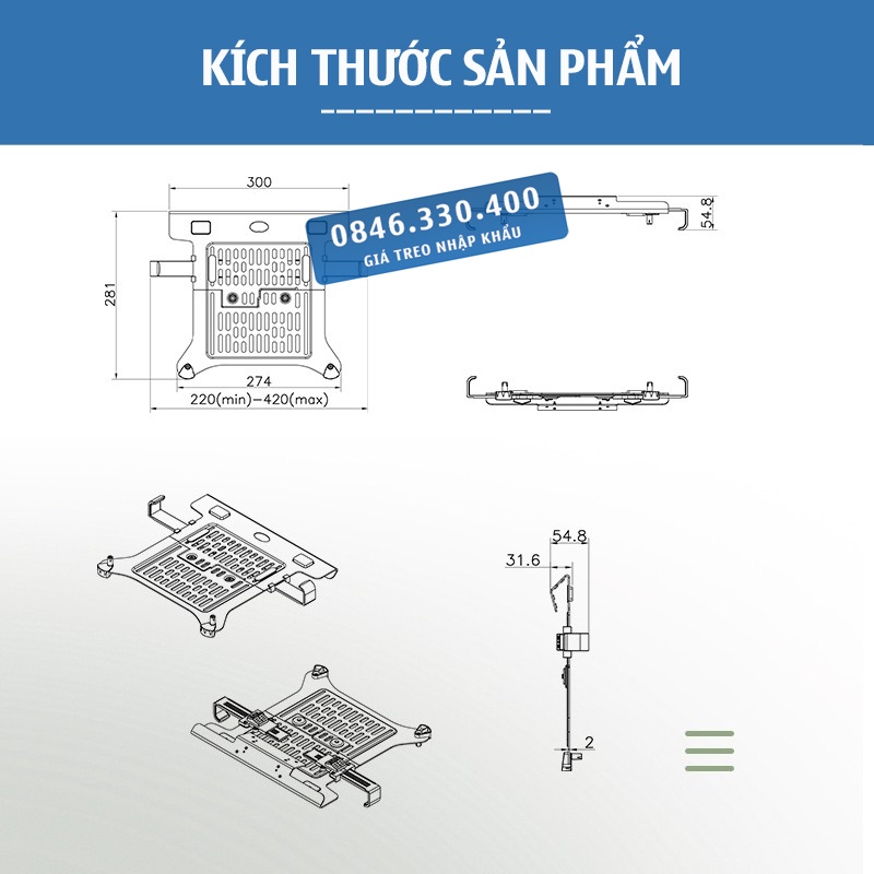 Combo  Và   - Giá Treo Màn Hình Và Laptop Gắn Bàn - Giá Đỡ Laptop NB FP2