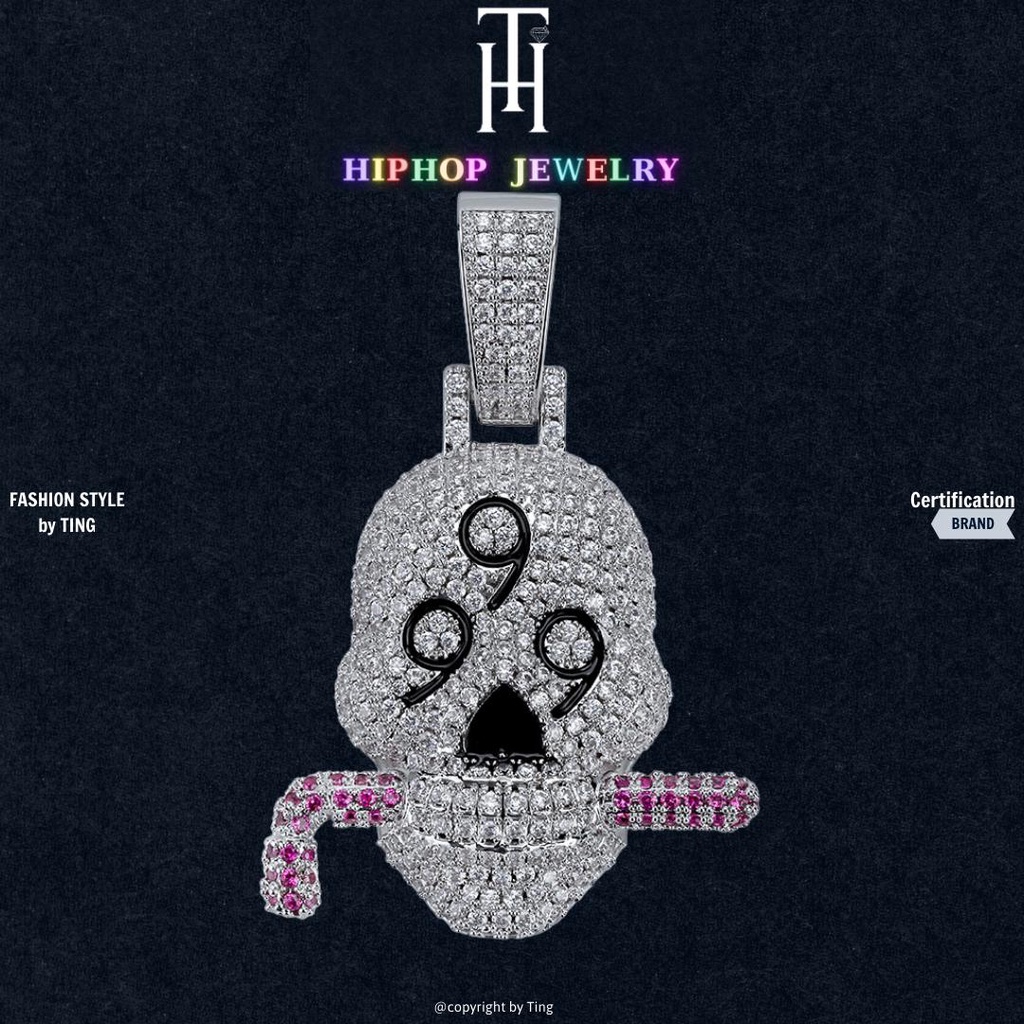 HT JEWELRY - Mặt dây chuyền đầu lâu HipHop 999