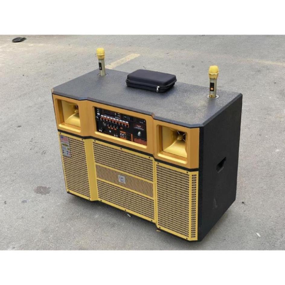Loa kéo di động Mẫu Mới - Dàn karaoke ngoài trời bass 4 tấc đôi ngang, 2 treble - Loa khủng long công suất cực lớn