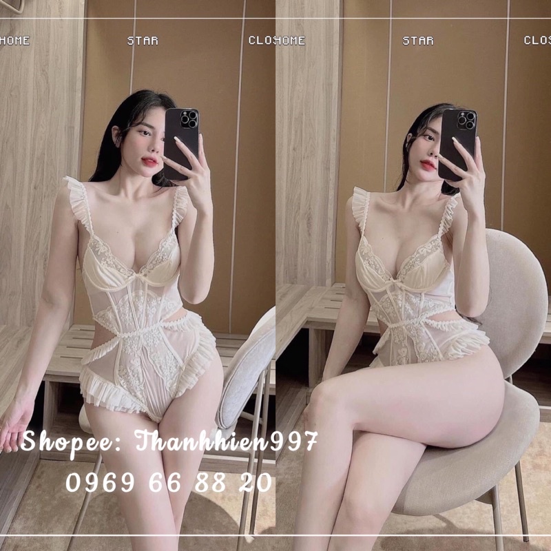 ♥️Hàng QC♥️Bodysuit phối ren, ngọng ngực sexy quyến rũ_THANHHIEN997_ren cao cấp 599.