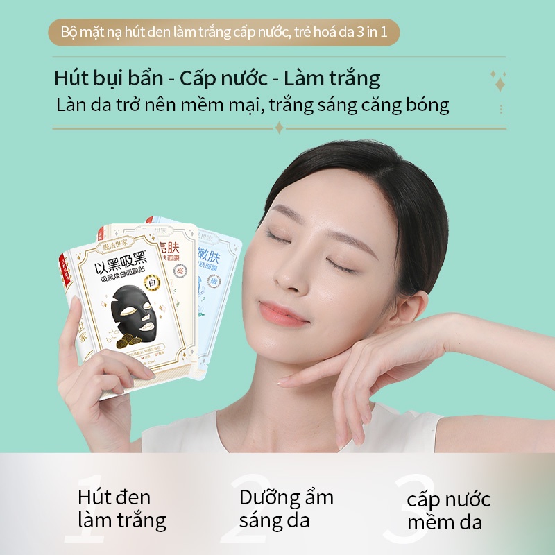 MASK FAMILY mặt nạ niacinamide dưỡng ẩm làm trắng sáng cải thiện và chăm sóc da mặt 21 miếng