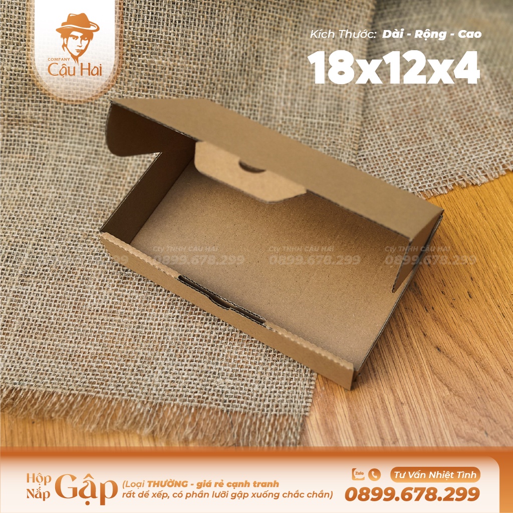 Set 50 hộp carton nắp GẬP 18x12x4