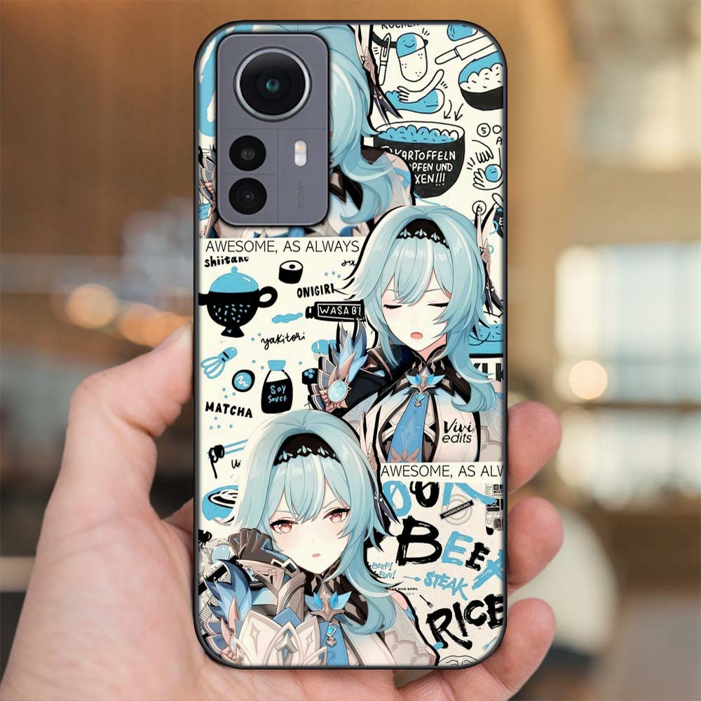 Ốp lưng Xiaomi 12 Pro 5G viền đen in hình Eula Genshin Impact