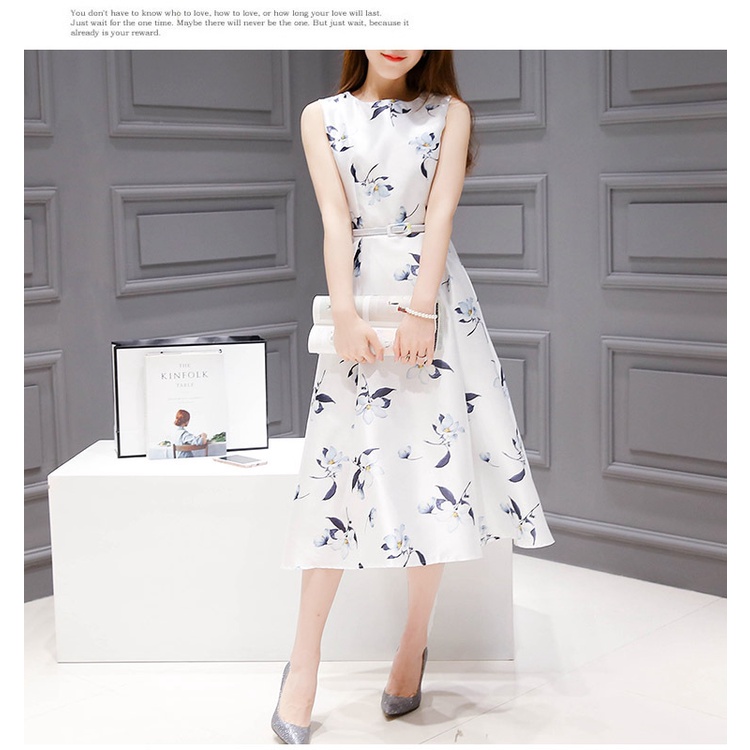 Đầm Dáng Chữ A Không Tay Họa Tiết Hoa Phong Cách Hàn Quốc Thời Trang Mùa Hè Mới Cho Nữ
