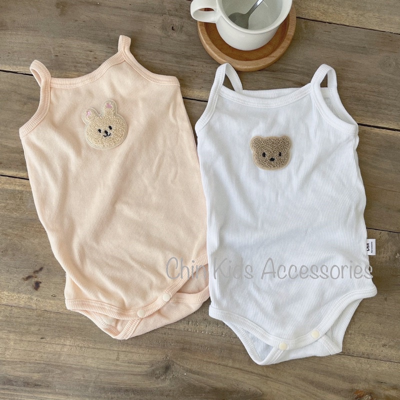 Body hai dây thêu hình thú cho bé