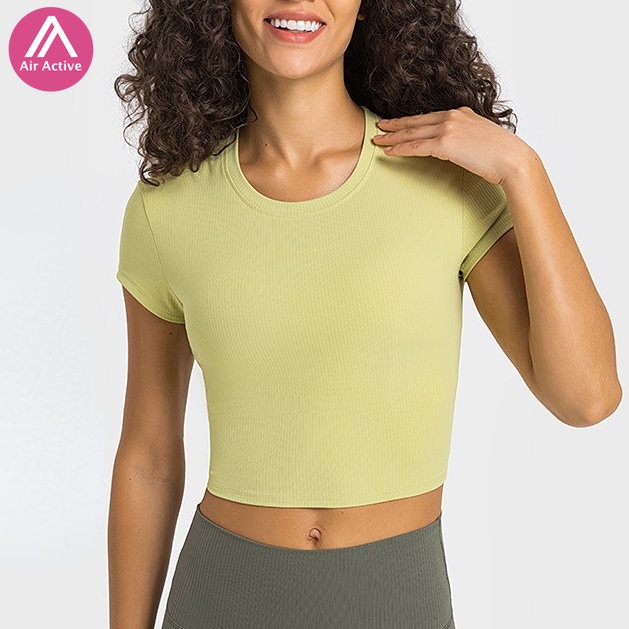 Áo Croptop Thể Thao Ngắn Tay Co Giãn Chất Lượng