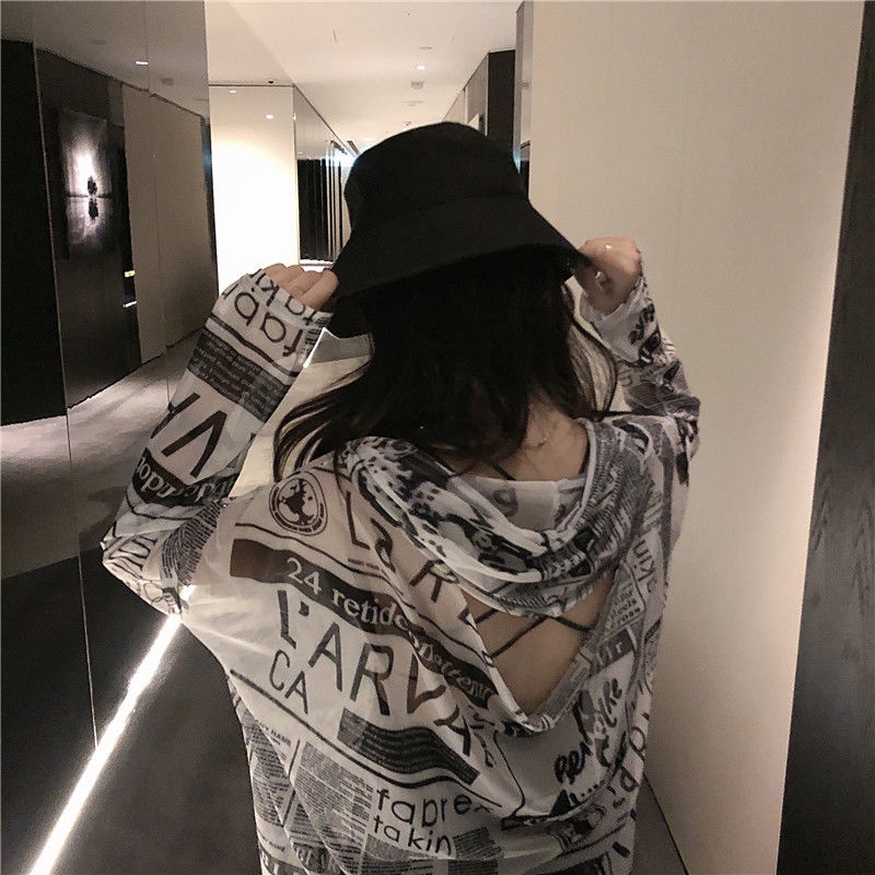Áo Hoodie Chống Nắng Tay Dài Dáng Rộng Thời Trang Mùa Hè