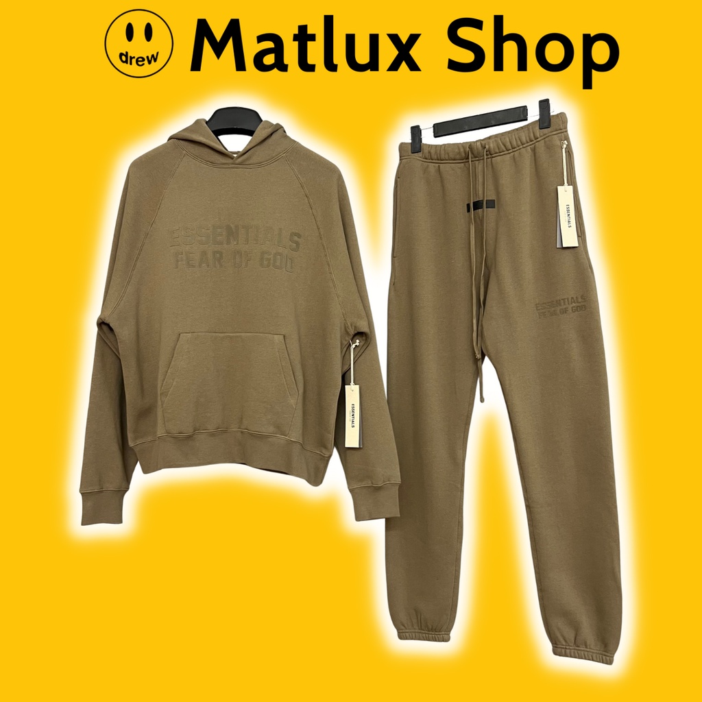 Set đồ nỉ FEAR OF GOD ESSENTIALS Hoodie SS22 Wood chất liệu nỉ bông cao cấp, Bộ đồ nỉ FOG in nhung