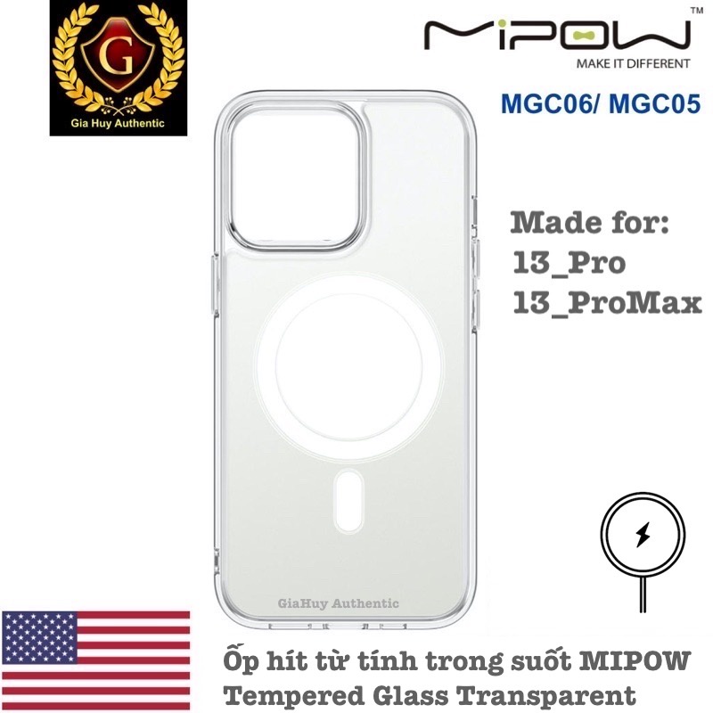 Ốp lưng hít từ tính trong suốt MIPOW Tempered Glass Transparent MGC06 & MGC05 cho IP13 Series #1