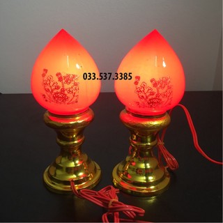 Cặp đèn thờ phật, đèn điện bàn thờ hình trái đào mang lại tài lộc, may mắn
