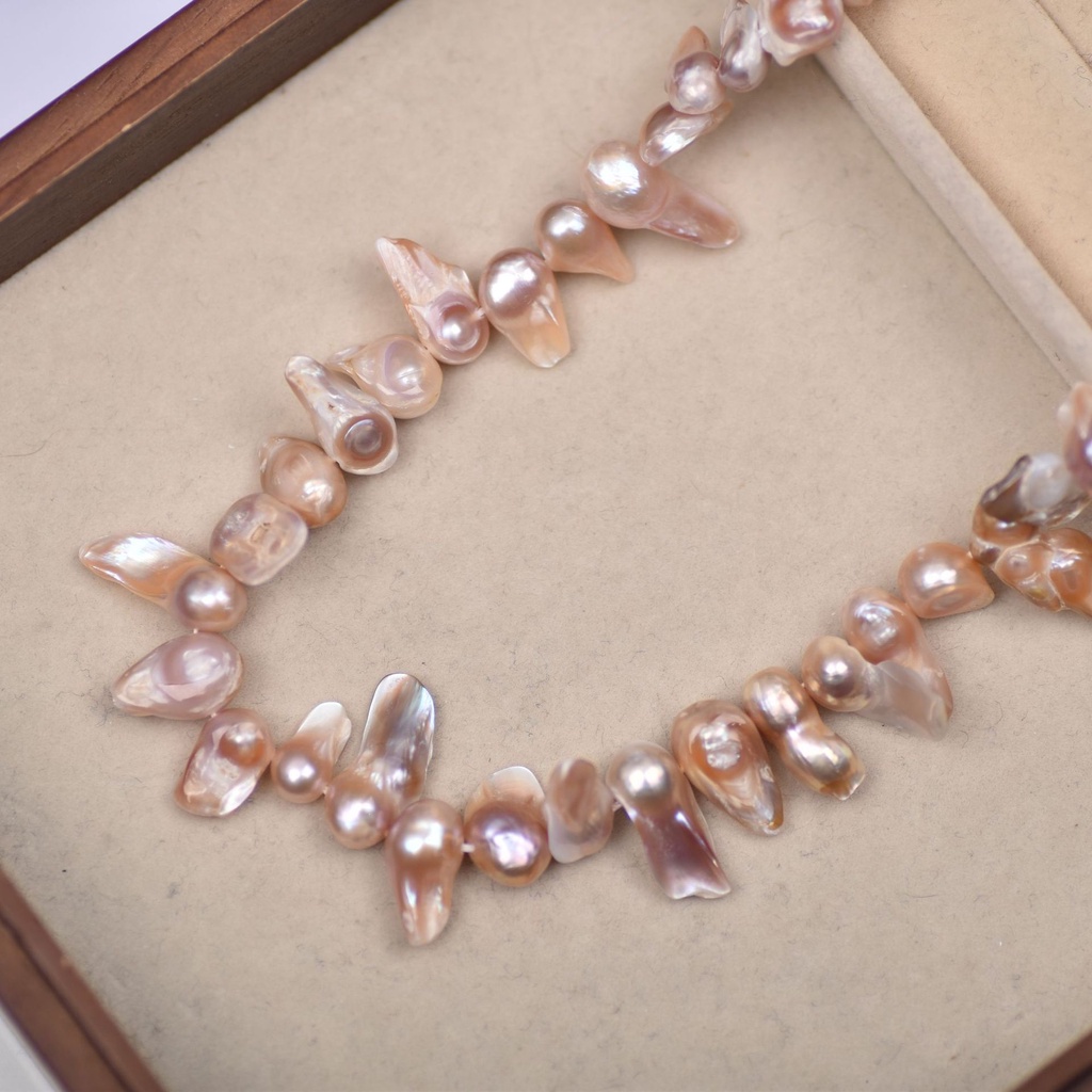 Hạt Ngọc Trai Hình Lông Vũ Màu Hồng Tím Phong Cách Baroque Độc Đáo Dùng Làm Trang Sức Diy