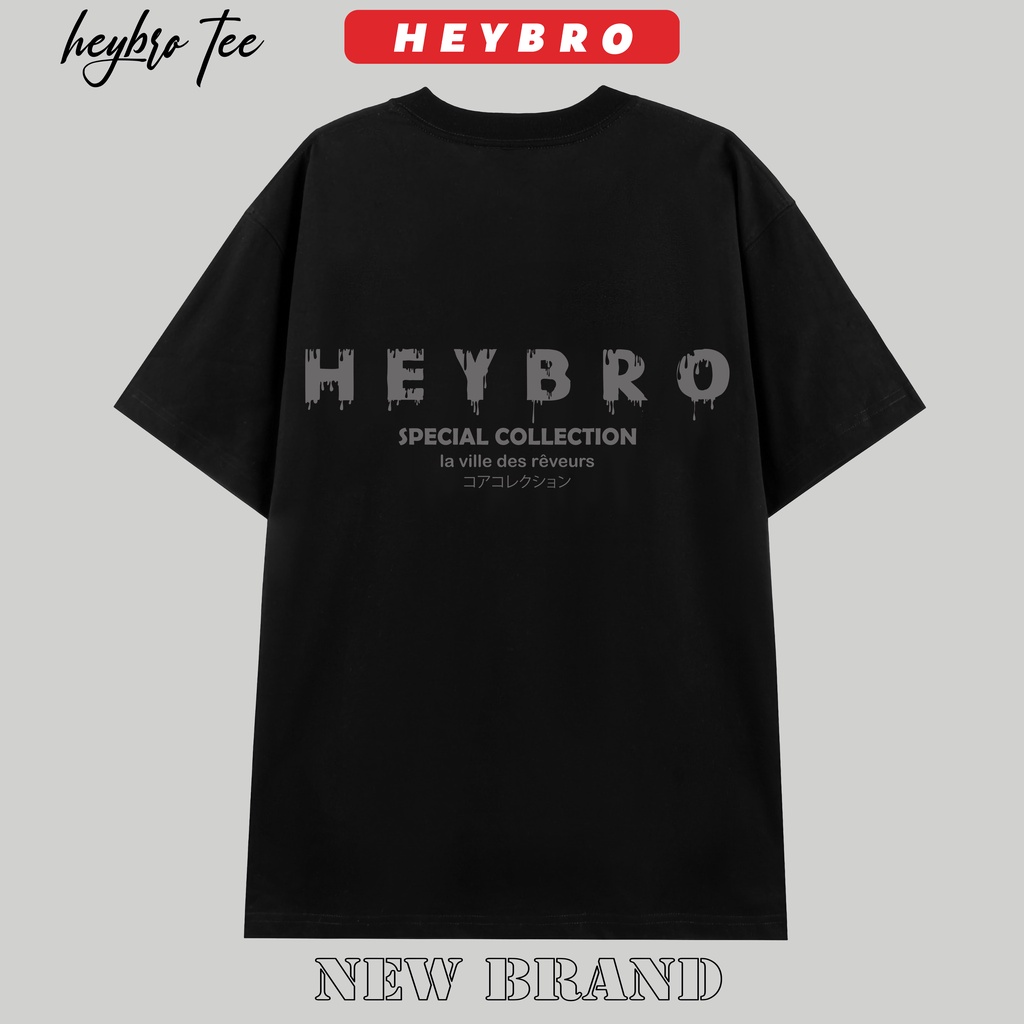 Áo thun nam nữ local brand HEYBRO basic Tee phom rộng tay lỡ phong cách GenZ AT08