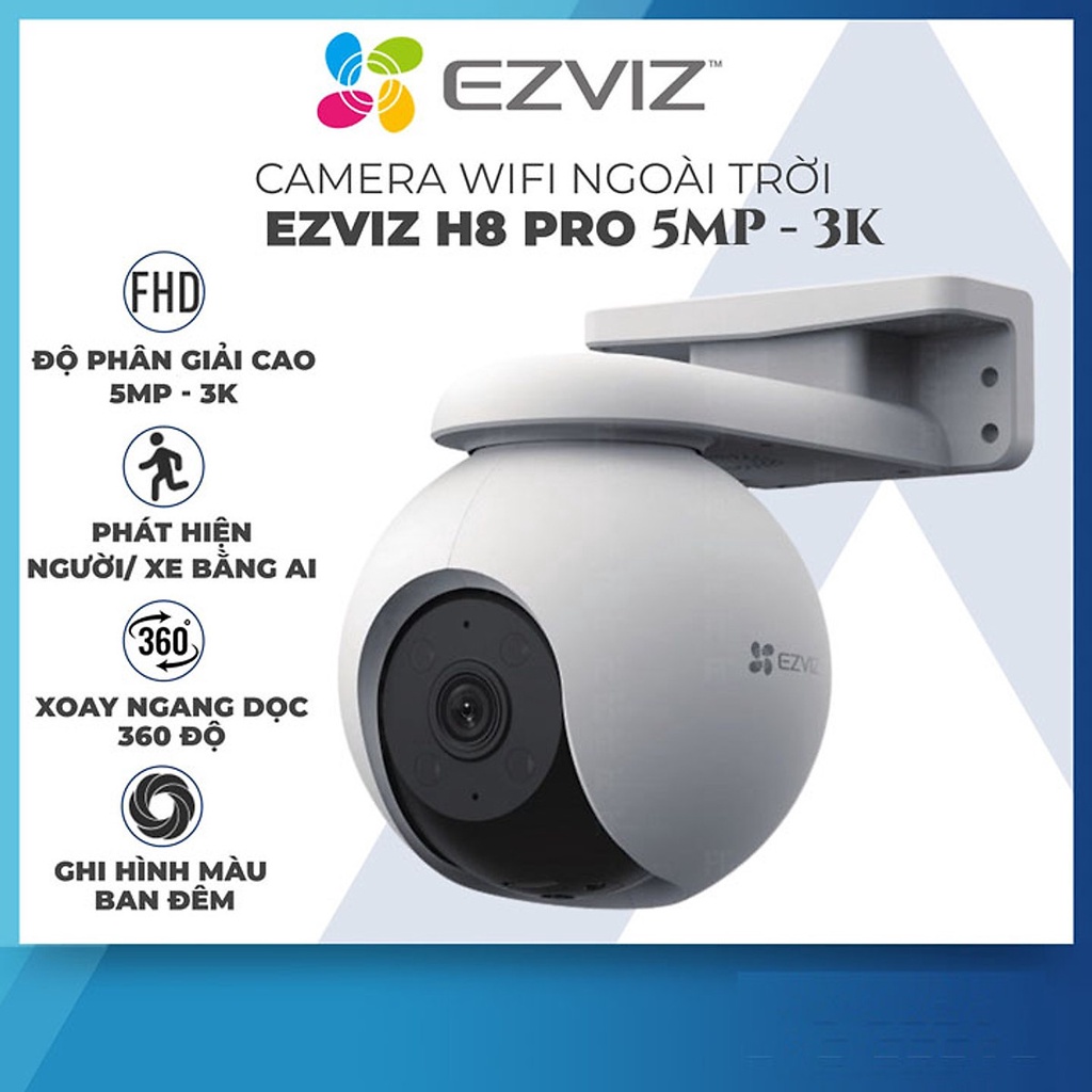 Camera Wifi EZVIZ H8 Pro 3K 5MP Siêu Nét - Xoay 360 Độ Ngoài Trời, Đàm thoại 2 Chiều - H8 3K 5MP Model 2022
