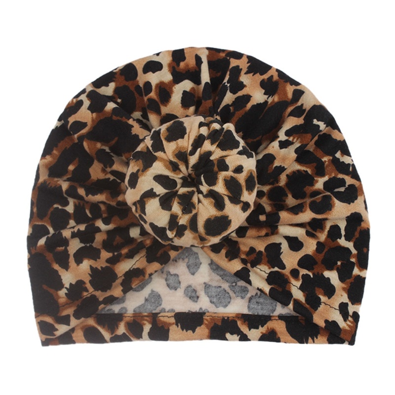 Mũ Beanie Mềm Thắt Nút In Họa Tiết Da Báo Dễ Thương Cho Bé Sơ Sinh