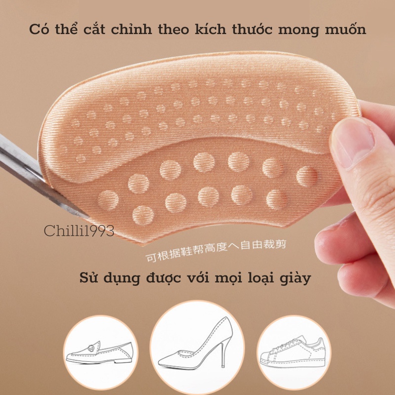 Miếng Lót Gót Giày Nam Nữ Giảm Size, Chống Rộng , Giảm Ma Sát Bảo Vệ Gót Chân