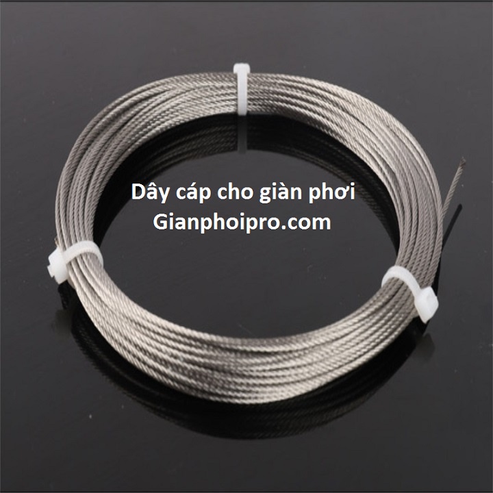 Dây cáp Inox 304 chuẩn chuyên cho giàn phơi thông minh.Quy cách cáp 1.5mm kích thước 20 mét