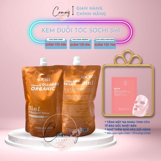 Kem duỗi ép tóc 3 in 1 straight perm sochi collagen organic nhật bản 1000ml tự định hình - thuốc duỗi tóc tại nhà