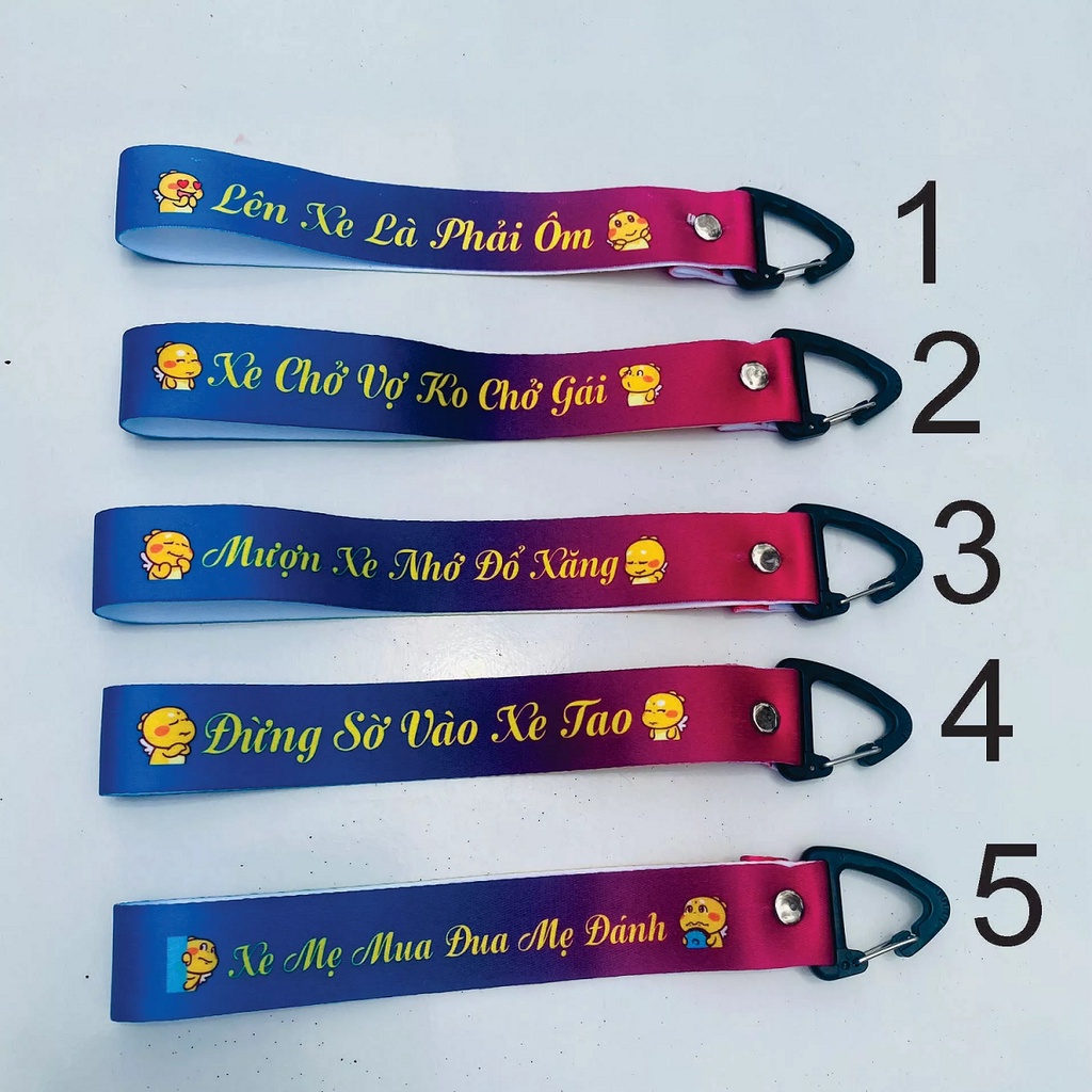 Dây móc khoá hot nhất "Mượn xe nhớ đổ xăng - Xe chở vợ ko chở gái - Lên xe là phải ôm