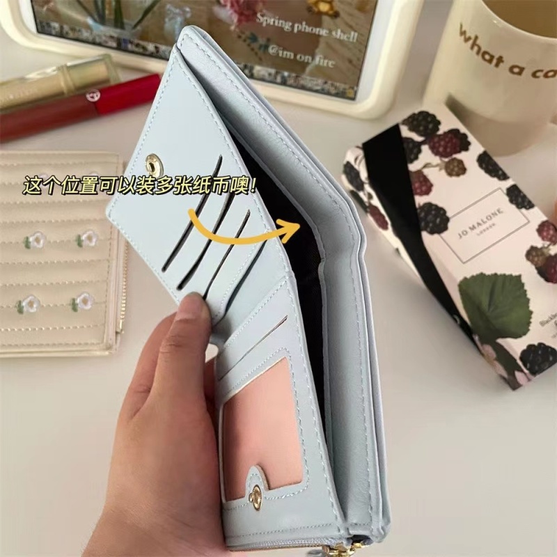 Ví Gấp Mini Thêu Họa Tiết Hoa Đơn Giản Chất Lượng Theo Phong Cách Hàn Quốc Dành Cho Nữ