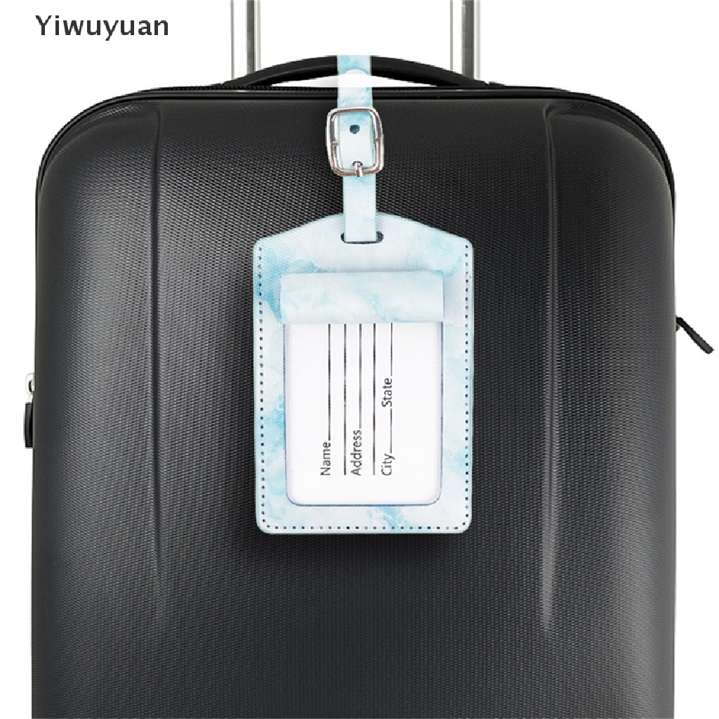 < Yiwuyuan > Thẻ Đeo Hành Lý Da PU Vân Cẩm Thạch Thời Trang Phụ Kiện Du Lịch ID Address Đang Giảm Giá