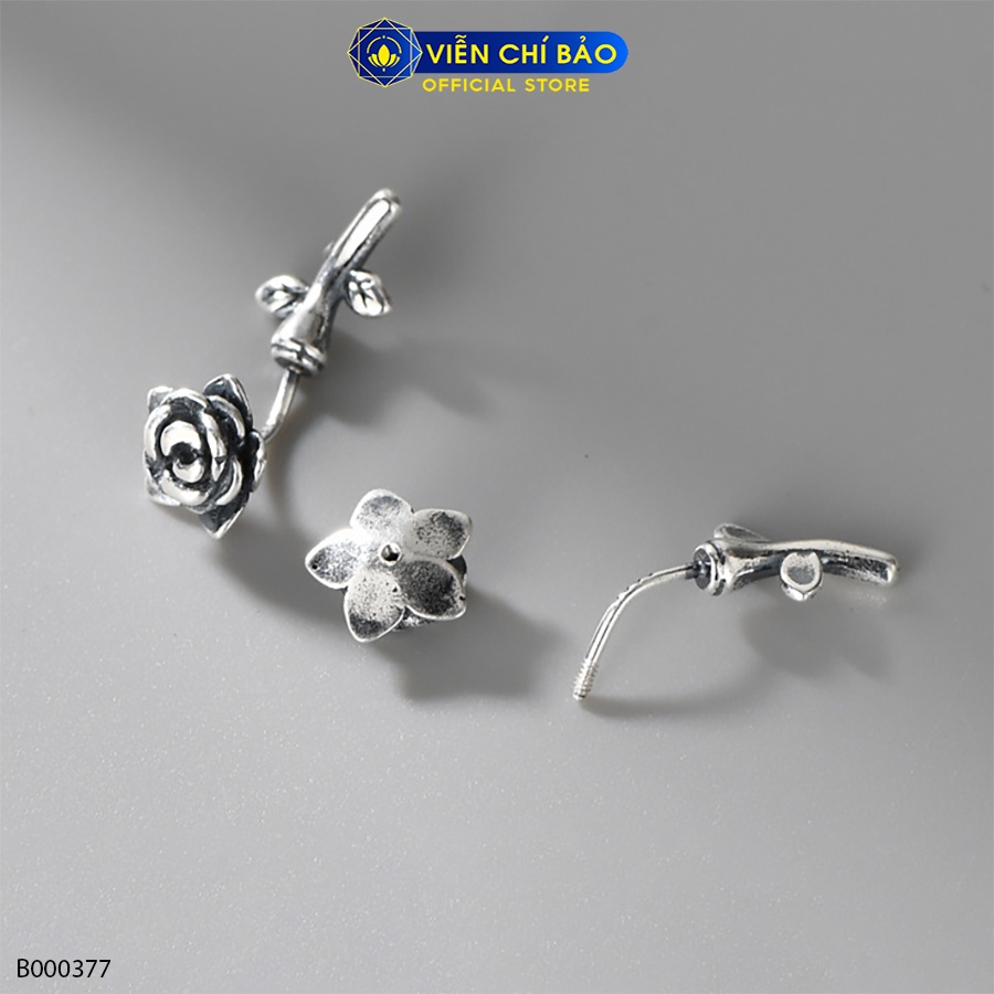 Bông tai hoa hồng chất liệu bạc Thái mới thời trang phụ kiện trang sức nữ Viễn Chí Bảo B000377