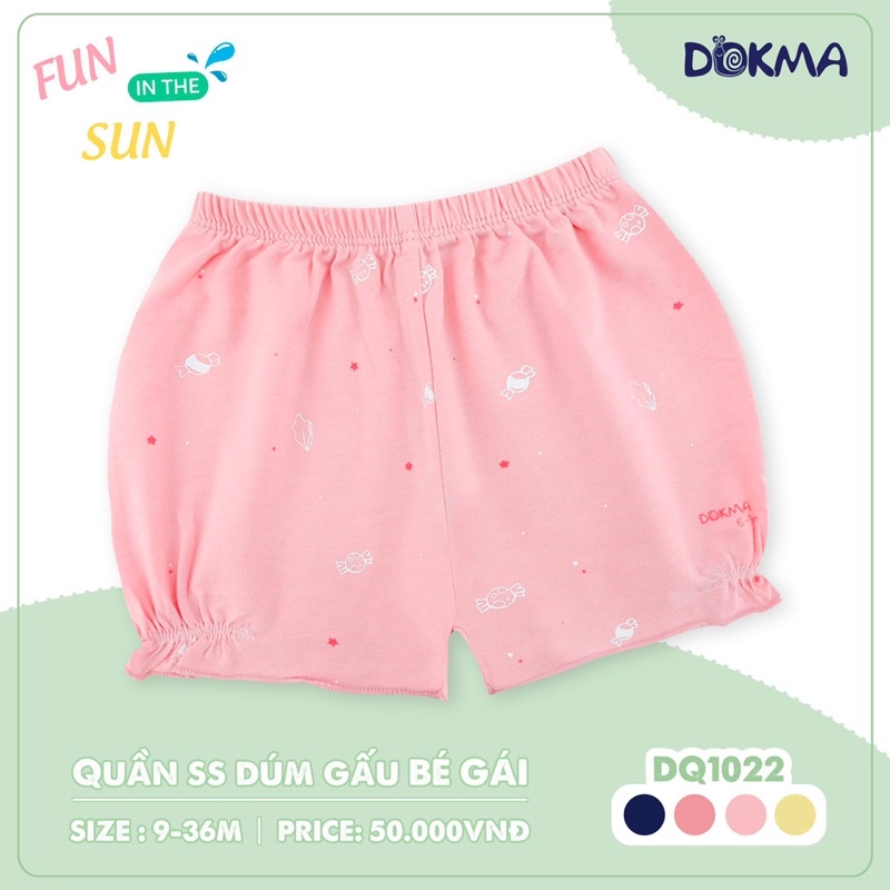 Quần đùi sơ sinh dúm gấu Bé Gái Dokma DQ1022 2023 (Sz 9-36M)