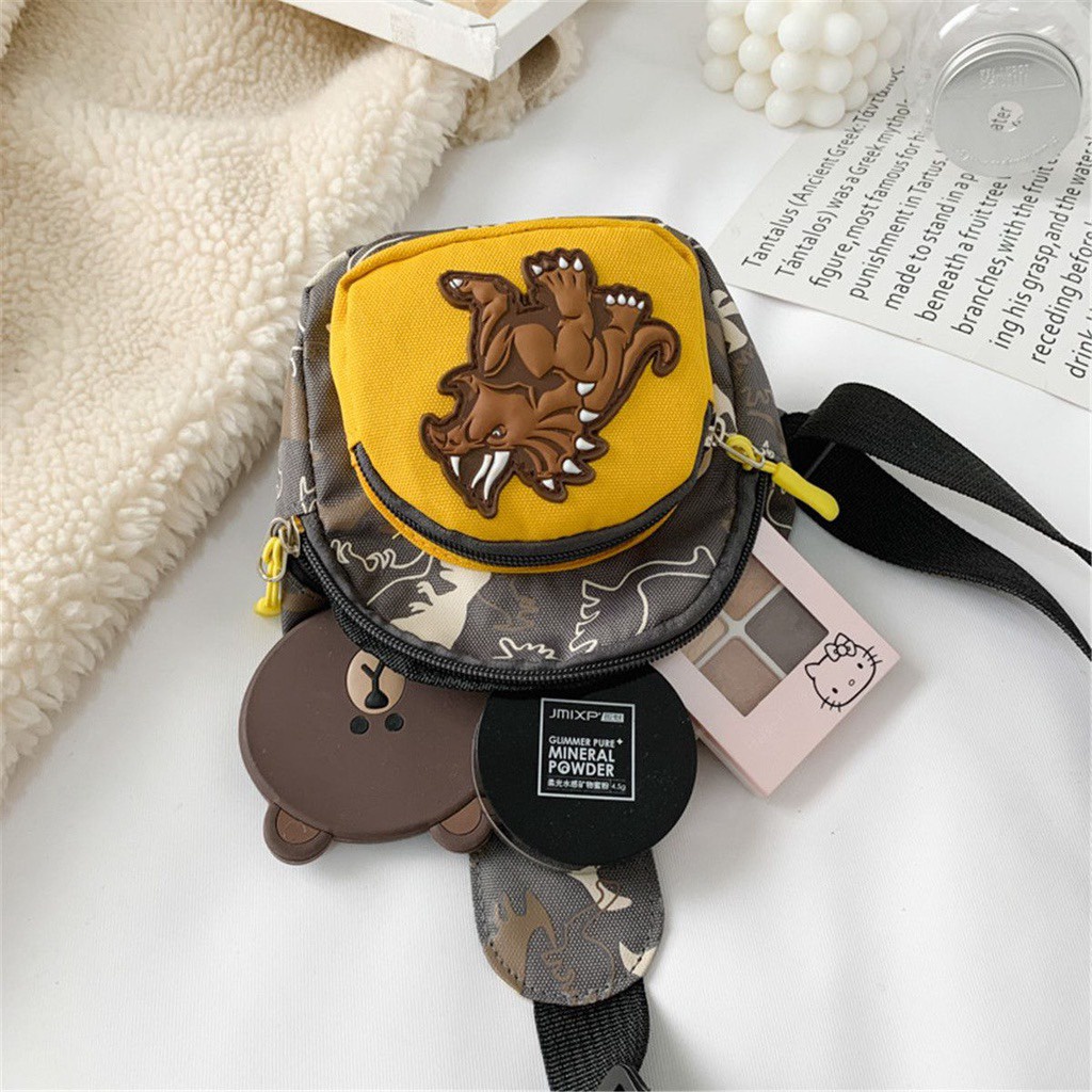 Túi đeo chéo in hình khủng long hoạt hình nhiều màu tùy chọn dễ thương cho bé trai / gái