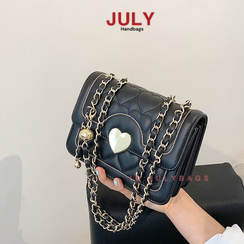 Túi đeo chéo nữ dây xích vintage hàn quốc dễ thương năp hình trái tim túi hộp vuông xách nữ đẹp đi chơi