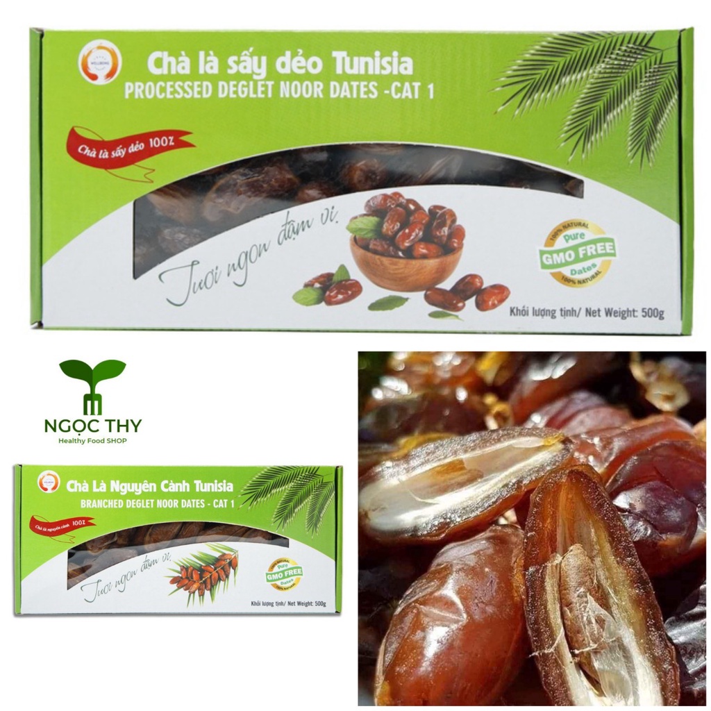 Chà là khô sấy dẻo nguyên cành Tunisia Wellbeing hộp 500gr