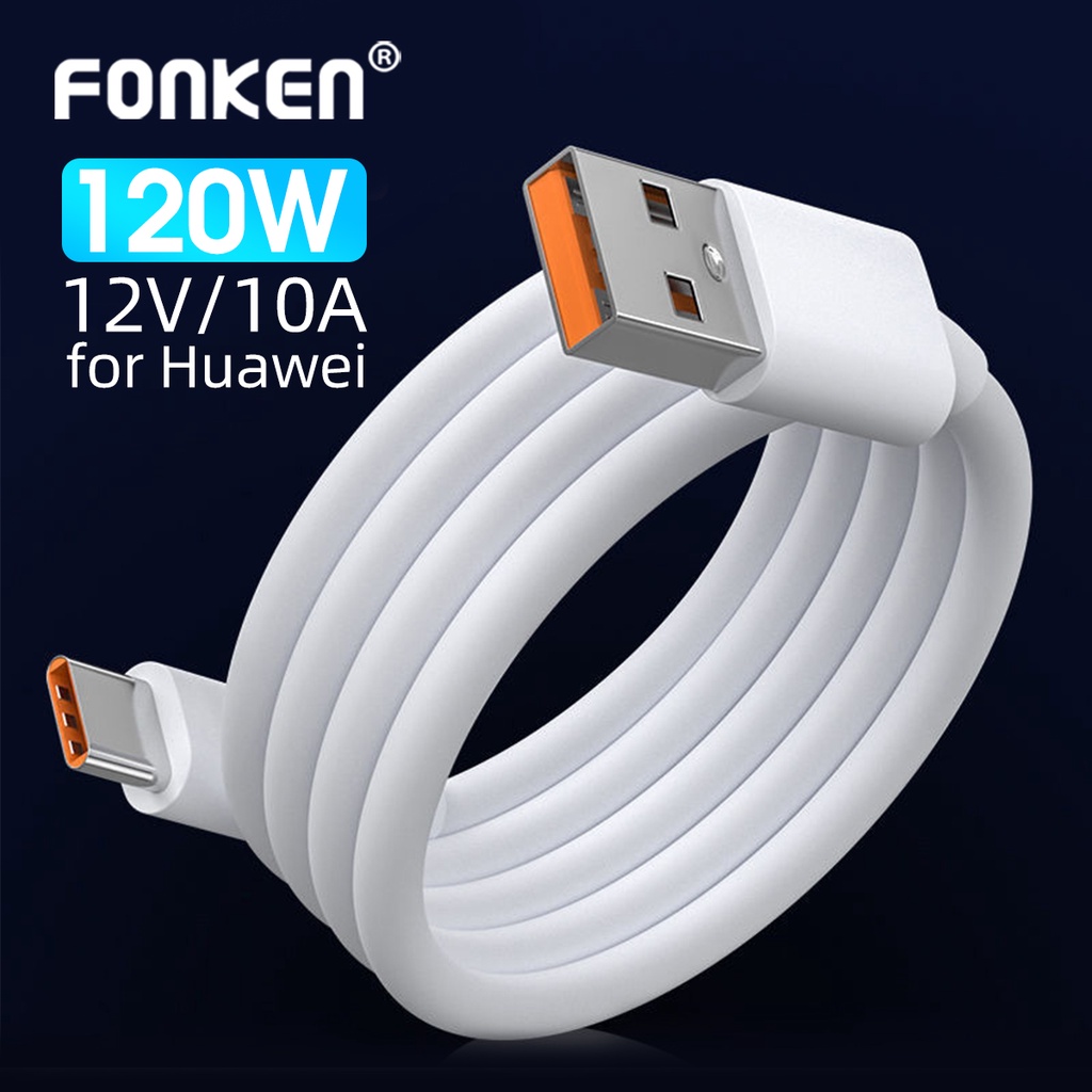 Dây cáp sạc nhanh truyền dữ liệu FONKEN 10A Type C 120W thích hợp cho Huawei Mate 40 Xiaomi Samsung Honor 50