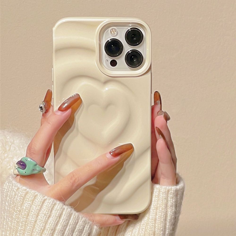 Ốp Điện Thoại IMD Mềm Chống Sốc Màu Trơn Họa Tiết Trái Tim Cho IPhone 11 12 13 14 Pro Max